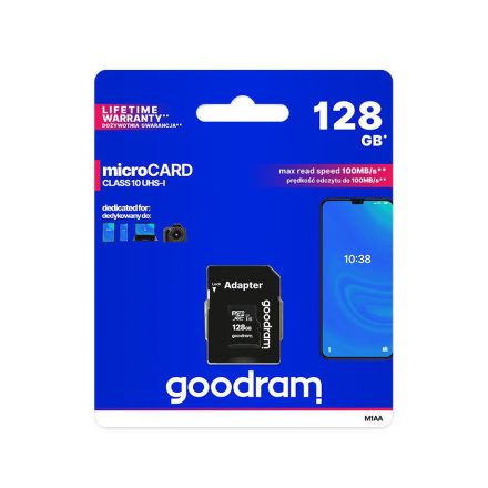 128GB microSDXC Goodram UHS-I CL10 memóriakártya + OTG kártyaolvasó (M1A4-1280R12)