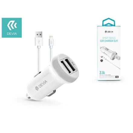 Devia USB dual szivargyújtós töltő adapter + lightning adatkábel 5V/3.1A