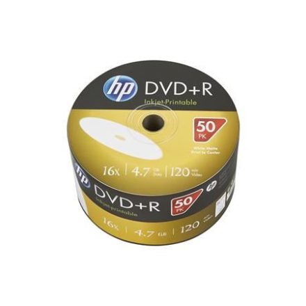 HP DVD-R 4.7GB 16x DVD lemez nyomtatható zsugor 50db/zsugor (DVDH-16Z50N)