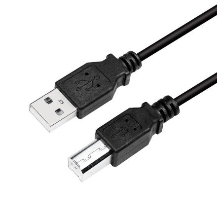 Logilink USB 2.0 kábel, AM to BM, fekete, 2m