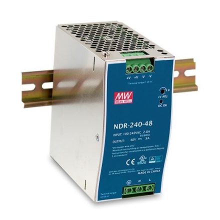 Mean Well DIN sínre szerelhető kapcsolóüzemű tápegység 240W 24VDC (NDR-240-24)