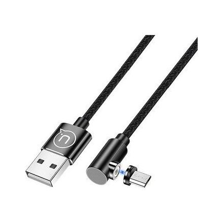 USAMS SJ446USB01 jobb oldalas mágneses USB Micro - USB töltőkábel 1m fekete (1337686)