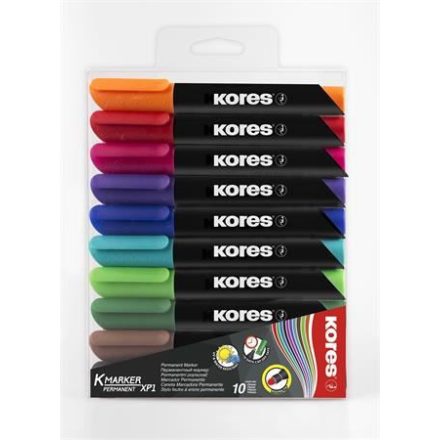 KORES Alkoholos marker, 3-5 mm, kúpos, "K-Marker", 10 különböző szín