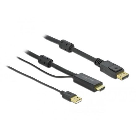 Delock 85963 HDMI-A -> DisplayPort kábel USB-A tápellátással 1m fekete