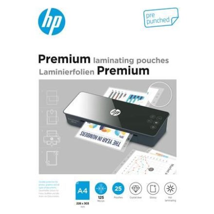 HP Premium Meleglamináló fólia, A4, 125 mikron fényes, 25 db (9122)