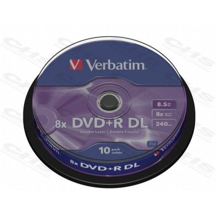 Verbatim DVD+R 8.5GB 8X Doublelayer DVD lemez 10db/henger