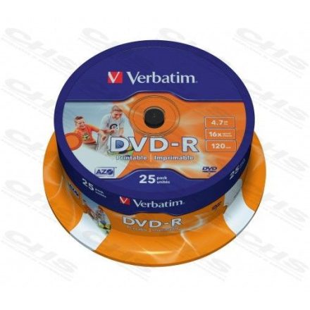 Verbatim DVD-R 4.7GB 16x DVD lemez nyomtatható 25db/henger