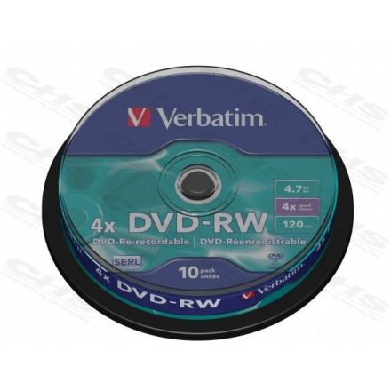 Verbatim DVD-RW 4.7GB 4X DVD lemez 10db/henger  (43552)