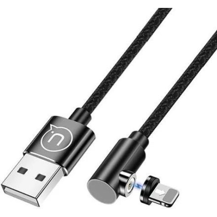 Usams SJ444USB01 jobb oldalas mágneses Lightning töltőkábel100cm fekete (1337678)