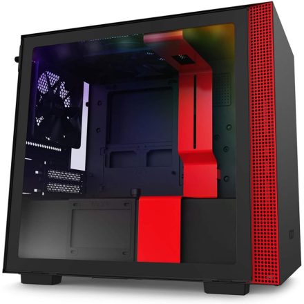 NZXT H210i táp nélküli ablakos Mini-ITX ház matt fekete-piros (CA-H210i-BR)