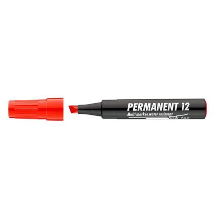 Alkoholos marker, 1-4 mm, vágott, ICO "Permanent 12", piros (TICP12P)