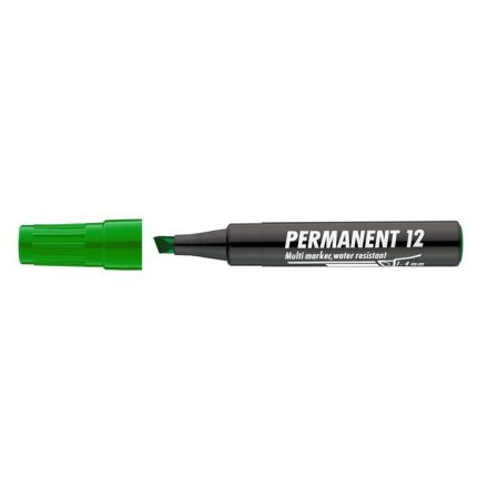 Alkoholos marker, 1-4 mm, vágott, ICO "Permanent 12", zöld (TICP12Z)