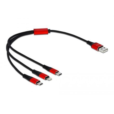 Delock 3az1-ben Lightning-, Micro USB- és USB-C töltőkábel 30cm (85891)