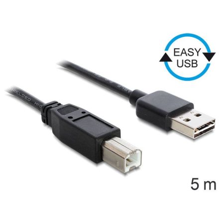 Delock 85553 USB-A 2.0 --> USB-B kábel 5m fekete