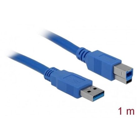 Delock USB3.0, A-B kábel, apa/apa, kék, 1m (82580)