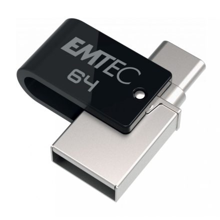 Pen Drive 64GB Emtec T260C Mobile and Go Type-C USB 3.2 fekete (ECMMD64GT263C)