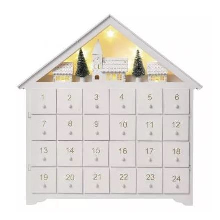 EMOS LED adventi naptár fa 35x33cm 2xAA beltéri meleg fehér időzítő (DCWW02)