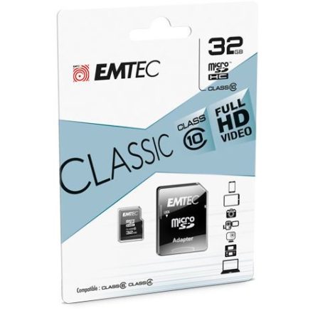 32GB microSDXC Emtec Classic CL10 + adapter (ECMSDM32GHC10CG)