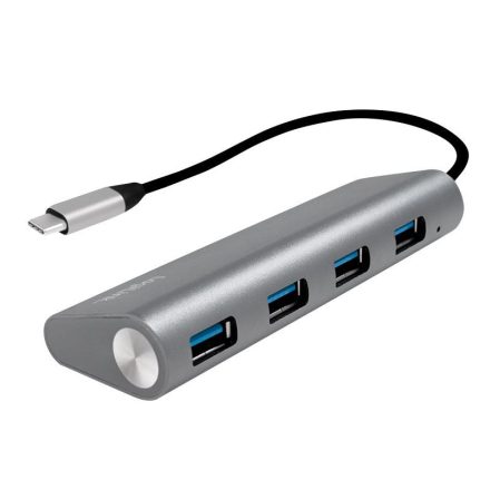 Logilink USB 3.2 USB-C 4 portos hub alumínium ház (UA0309)