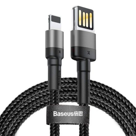 Baseus Cafule Lightning - USB (kétoldalas) kábel 2m fekete-szürke (CALKLF-HG1)