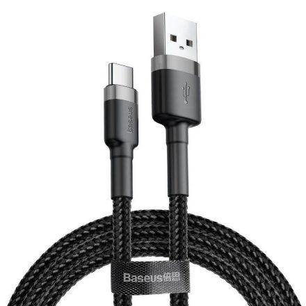 Baseus Cafule USB-USB-C töltőkábel  2A, 3m, szürke-fekete (CATKLF-UG1)