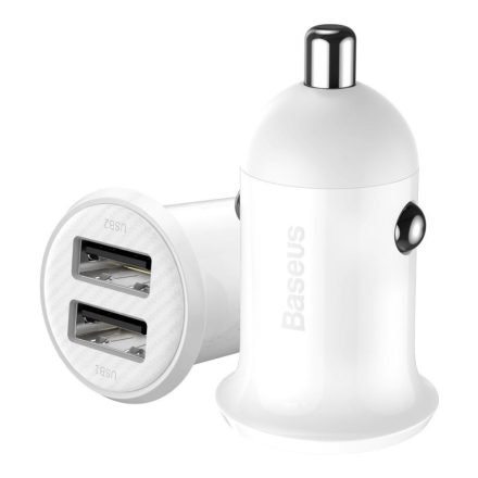 Baseus Grain Pro autós töltő 2x USB-A 4.8A fehér (CCALLP-02 )