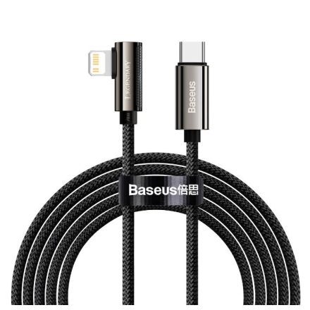 Baseus Legend Series USB-C és Lightning derékszögű töltőkábel, PD, 20 W, 1m, fekete (CATLCS-01)