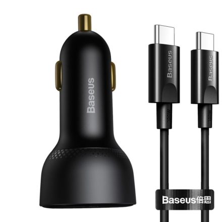 Baseus Superme USB-A + USB-C autós töltő 100W + USB-C kábel fekete (TZCCZX-01)