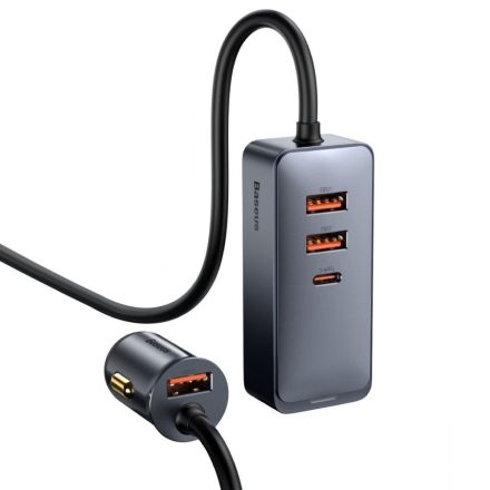 Baseus Share Together autós töltő hosszabbítóval 3x USB-A + USB-C 120W szürke (CCBT-B0G)