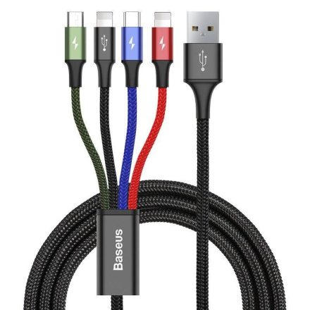 Baseus Fast 4 az 1-ben USB-C, 2x Lightning, Micro 3,5A, kábel, 1.2 m, fekete (CA1T4-A01)