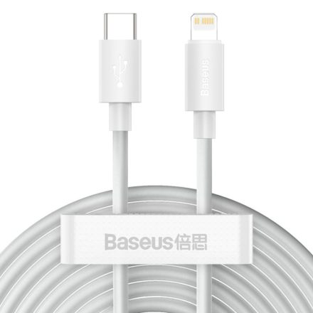 Baseus Simple Wisdomhoz USB-C, Lightning kábel, PD, 20W, 1,5m, 2db, fehér (TZCATLZJ-02)