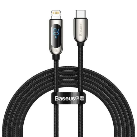 Baseus USB-C-Lightning kábel kijelzővel PD 20 W 2m fekete (CATLSK-A01)