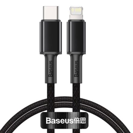 Baseus USB-C -Lightning nagy sűrűségű fonott kábel, 20W, 5A, PD, 2m, fekete (CATLGD-A01)