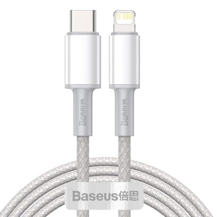 Baseus USB-C-Lightning nagy sűrűségű fonott kábel, 20W, PD, 2m, fehér (CATLGD-A02)