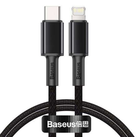 Baseus USB-C-Lightning nagy sűrűségű fonott kábel, 20W, 5A, PD, 1m, fekete (CATLGD-01)