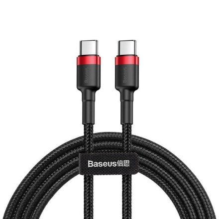 Baseus Cafule USB-C – USB-C PD 2.0 QC 3.0 kábel 1m fekete-piros (CATKLF-G91)