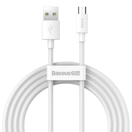 Baseus Simple Wisdom Micro USB kábel-USB, 2.1A, 2db, 1.5m, fehér (TZCAMZJ-02)