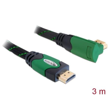 Delock Kábel High Speed HDMI típusú Ethernet, HDMI A dugós > HDMI A dugós derékszögű, 4K, 3m (82953)