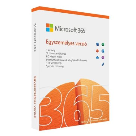 Microsoft 365 Egyszemélyes verzió HUN EuroZone Subscr 1YR Medialess (QQ2-01426)