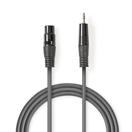 Nedis XLR 3-Tűs Dugasz, 3.5 mm Dugasz, PVC, nikkelezett, szimmetrikus audió kábel, 1.5m, sötét szürke (COTH15300GY15)