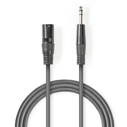 Nedis XLR 3-Tűs Dugasz, 6.35 mm Dugasz, PVC, nikkelezett, szimmetrikus audió kábel , 3m, sötét szürke (COTH15100GY30)
