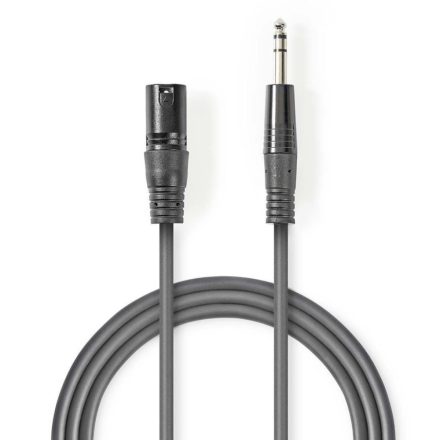 Nedis XLR 3-Tűs Dugasz, 6.35 mm Dugasz, PVC, nikkelezett, szimmetrikus audió kábel , 5m, sötét szürke (COTH15100GY50)