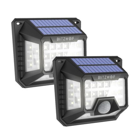 Blitzwolf BW-OLT3 kültéri napelemes LED lámpa mozgás- és szürkületérzékelővel, 1200mAh (2 db)