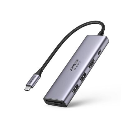 UGREEN CM511 5 az 1-ben adapter USB-C hub, 2x USB, HDMI, USB-C, TF, SD, szürke (60384)