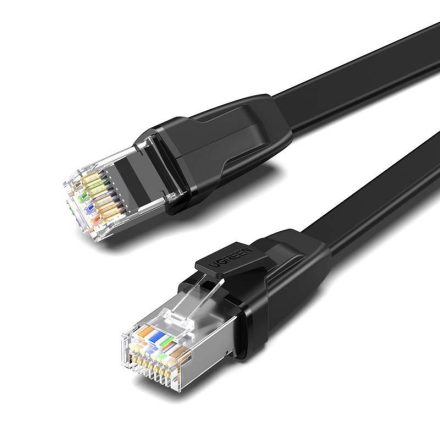 UGREEN NW134 Ethernet RJ45 lapos hálózati kábel fém csatlakozókkal, Cat.8, U / FTP, 0.5m, fekete (10979)