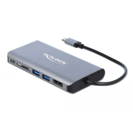 DeLock USB-C dokkoló állomás 4K HDMI DP USB3.2 SD LAN PD 3.0 (87683)