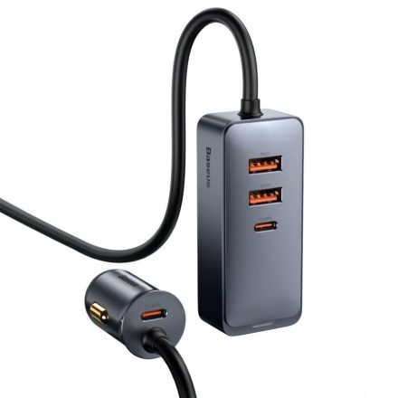 Baseus Share Together autós töltő hosszabbító kábellel 2xUSB-A, 2xUSB-C szürke (CCBT-A0G)