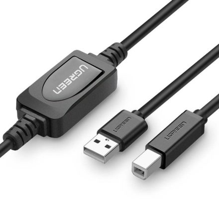 UGREEN US122 aktív USB 2.0 AB kábel nyomtatóhoz, 10m, fekete (10374)