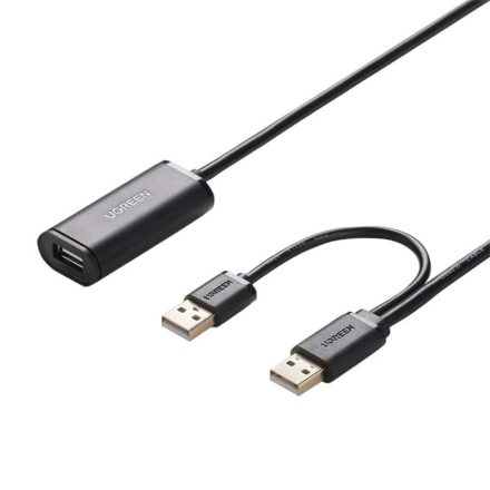 UGREEN US137 2x USB 2.0 aktív hosszabbító kábel 5m fekete (20213)