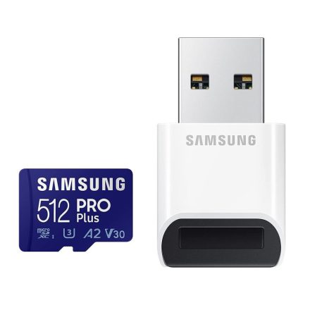 512GB microSDXC Samsung PRO+ (2021) U3 A2 V30 + kártyaolvasó (MB-MD512KB/WW)